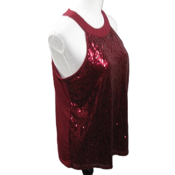 No Boundaries Deep Red Sequin Tank Top Size Large - Picture 5 of 6
